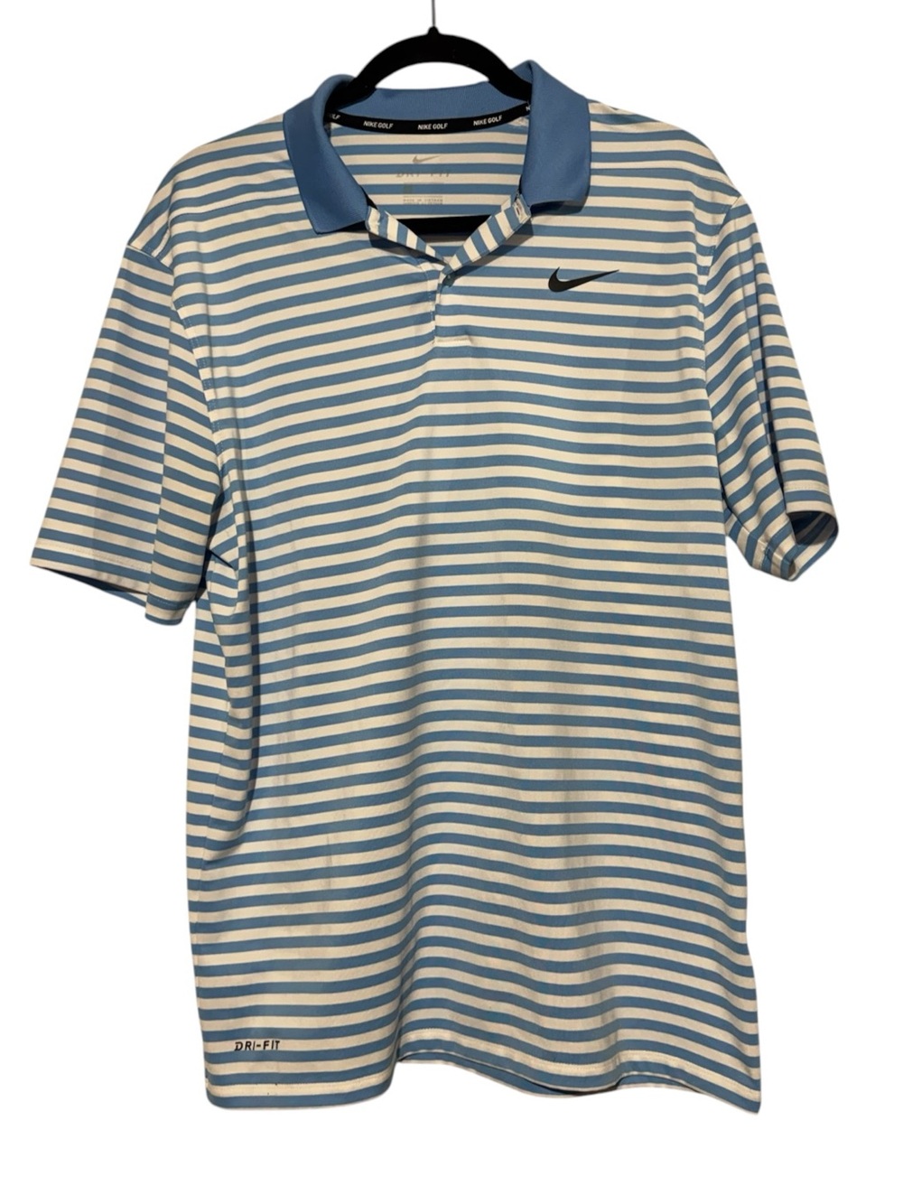 Nike Golf Striped Polo Men Size Medium Blue White Striped Preppy Aporty